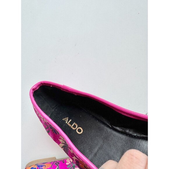 Girls' NWT ALDO Despirito Pink Brocade Crystal Mary Jane Ballet Flats, Size 6 - Picture 3 of 15